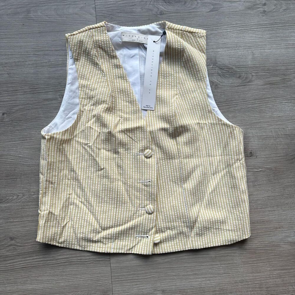 Missguided Women's Yellow and White Blouse